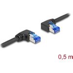 Delock RJ45 Netzwerkkabel Cat.6A S/FTP rechts links gewinkelt 0.5 m schwarz (80420)