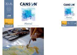 CANSON Aquarellblock "Montval", DIN A3, 30 Blatt 297 x 420 mm, 300 g/qm, feine Oberfläche, Block an der - 1 Stück (C518408008)