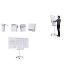 FRANKEN Flipchart Mobil Deluxe, 670 x 950 mm, hellgrau Tafel magnethaftend, Einbeinstativ, Rundfuß mit 5 Lauf- (FC81)