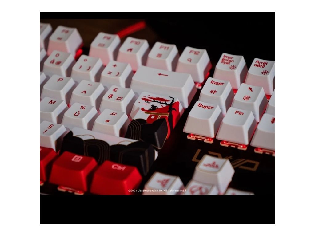 Lexip x UBISOFT Assassins Creed Shadows Disciple Bundle Mechanische Gaming-Tastatur QWERTZ USB RGB, Weiß/Schwarz/Gold/Rot