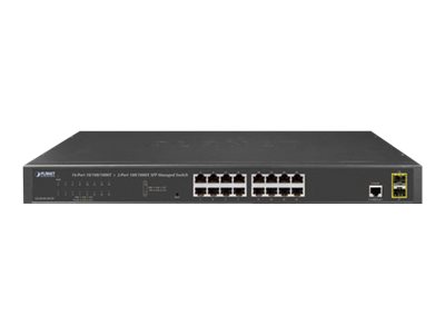 Planet GS-4210-16T2S Managed L2/L4 Switch, 16x Gigabit RJ-45 + 2x SFP, 36 Gbit/s, lüfterlos