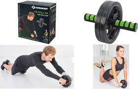 SCHILDKRÖT AB-Roller / Bauchtrainer, schwarz/grün Durchmesser: 185 mm, Breite: 45 mm, doppelte Laufräder, - 1 Stück (960045)