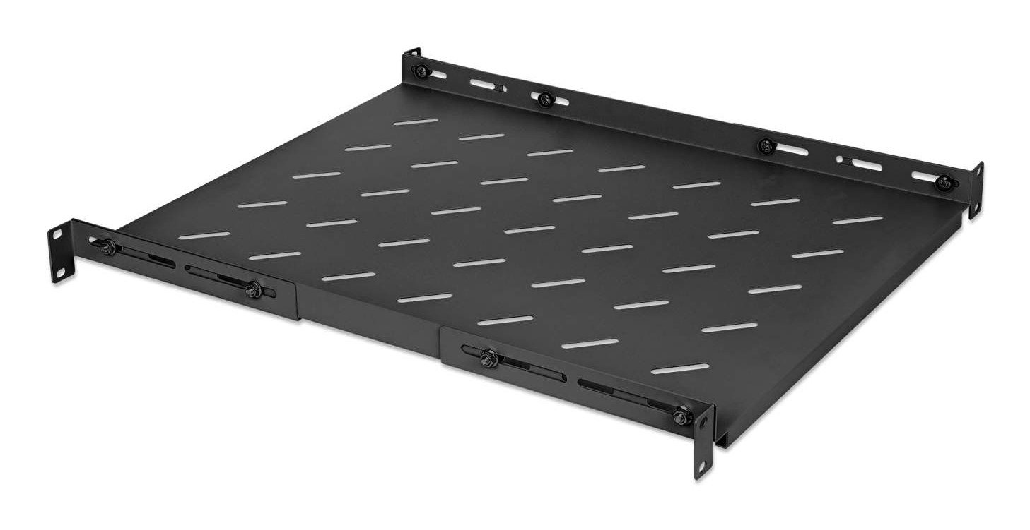 Intellinet 19" Rack-Fachboden 1U feste Montage verstellbare Schienen 550–750 mm Schwarz