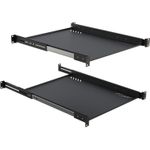Lanview 19" D 800 Special Tray with side arms and sliding Black (LVR1U-SLIDE-800MM-BL)