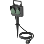 Sygonix SY-5231004 Gartensteckdose 2fach Schwarz, Standard-Grün (seidenmatt) erhöhter Berührungsschutz (SY-5231004)