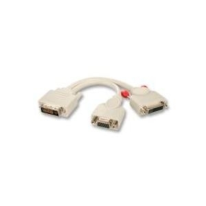 Lindy DVI-I (M) -> DVI-D (F) + VGA (F) Splitter Kabel Splitterkabel für simultane Ausgabe von digitalen (DVI) und analogen (VGA) Grafiksignalen über eine DVI-I Buchse, mit DVI-I Stecker (Digital Dual Link + Analog) an DVI-D Kupplung & VGA HD-15 Kupplung (41048)