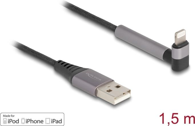 Delock Daten- und Ladekabel USB Typ-A zu Lightning für iPhone iPad iPod gewinkelt mit (85404)