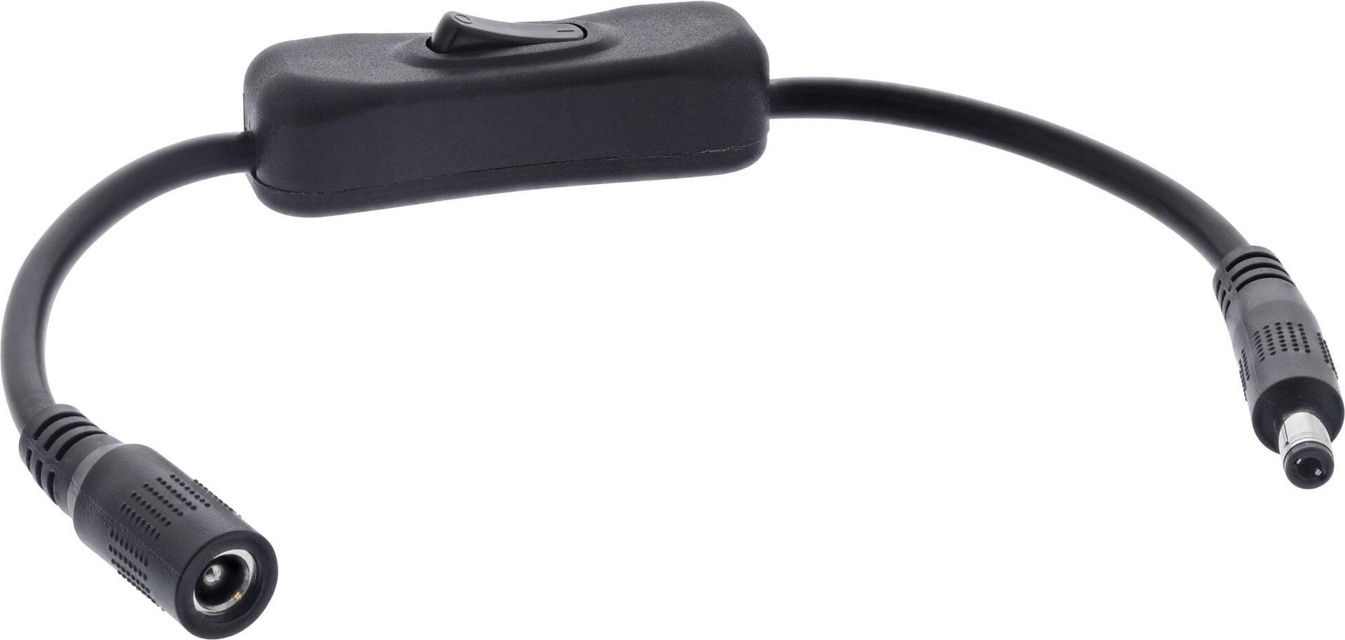 InLine® DC Kabel mit Schalter, DC ST/BU 5,5x2,5mm, AWG 18, schwarz, 0,20m (26906G)