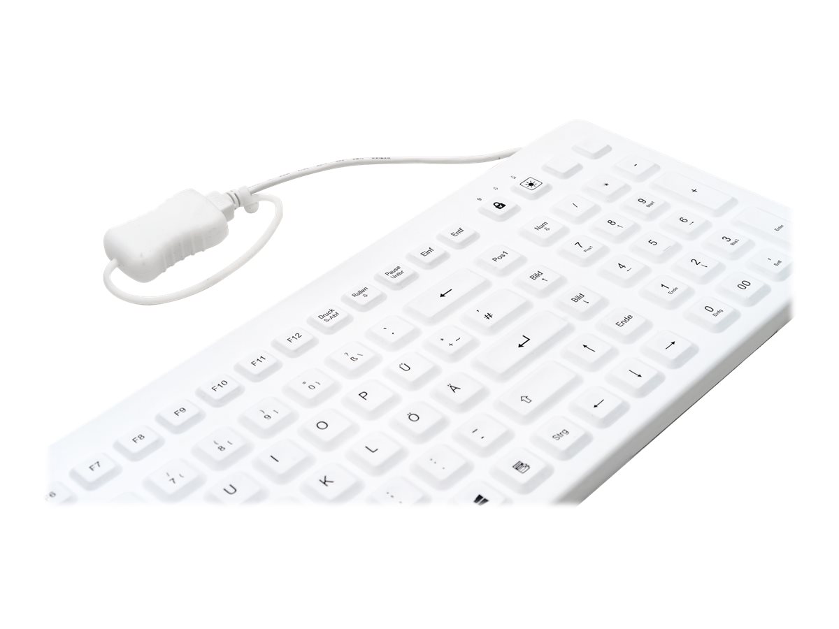 GETT CleanType Prime Pro+ Silikon-Tastatur USB IP68 Beleuchtet 110 Tasten Deutsch Weiß