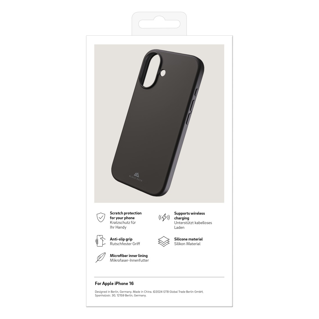 Black Rock Mag Urban Case für Apple iPhone 16 Silikon Schwarz