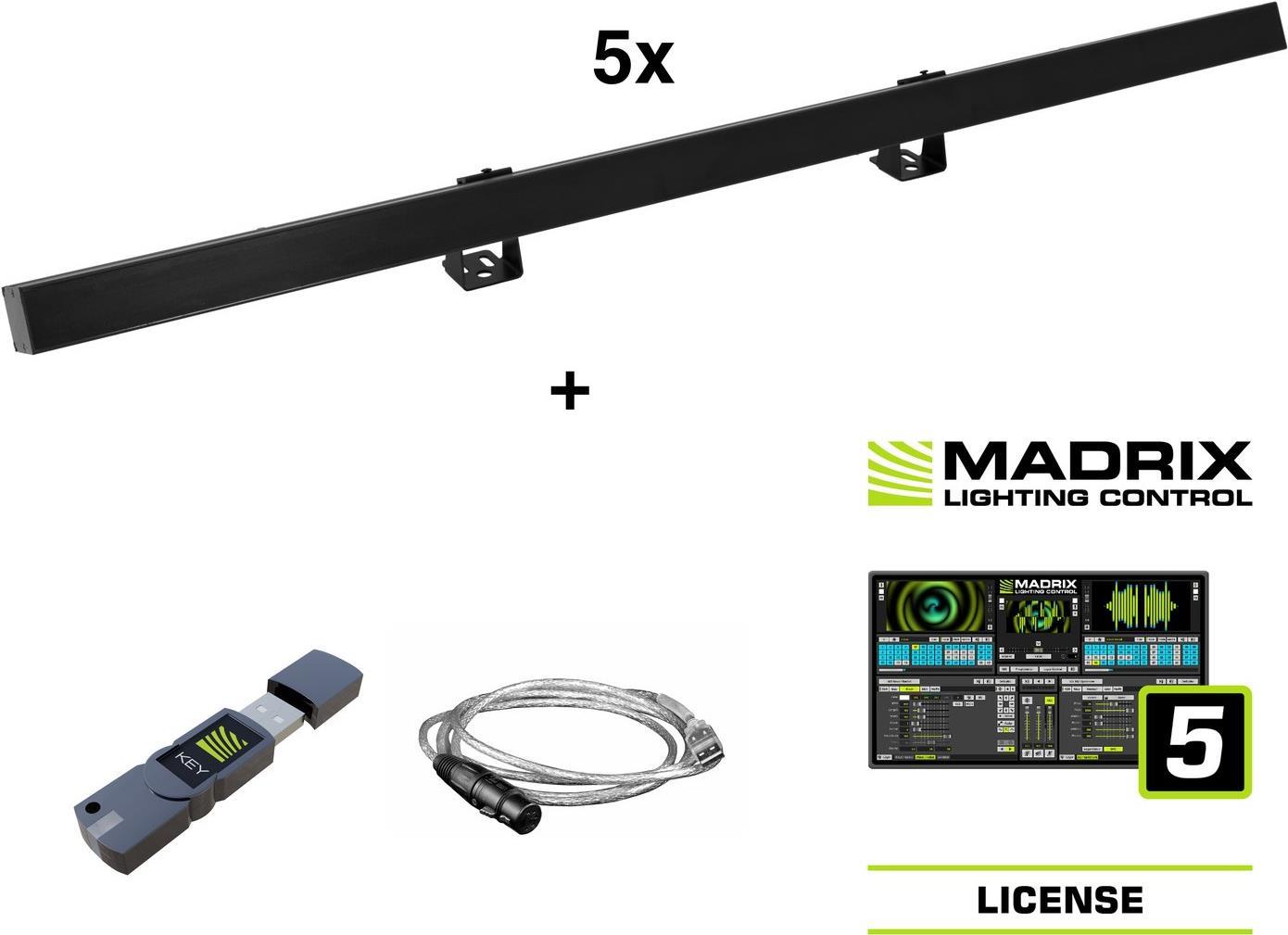 EUROLITE Set 5x LED PR-100/32 Pixel DMX Rail sw + Madrix Software (20000908)