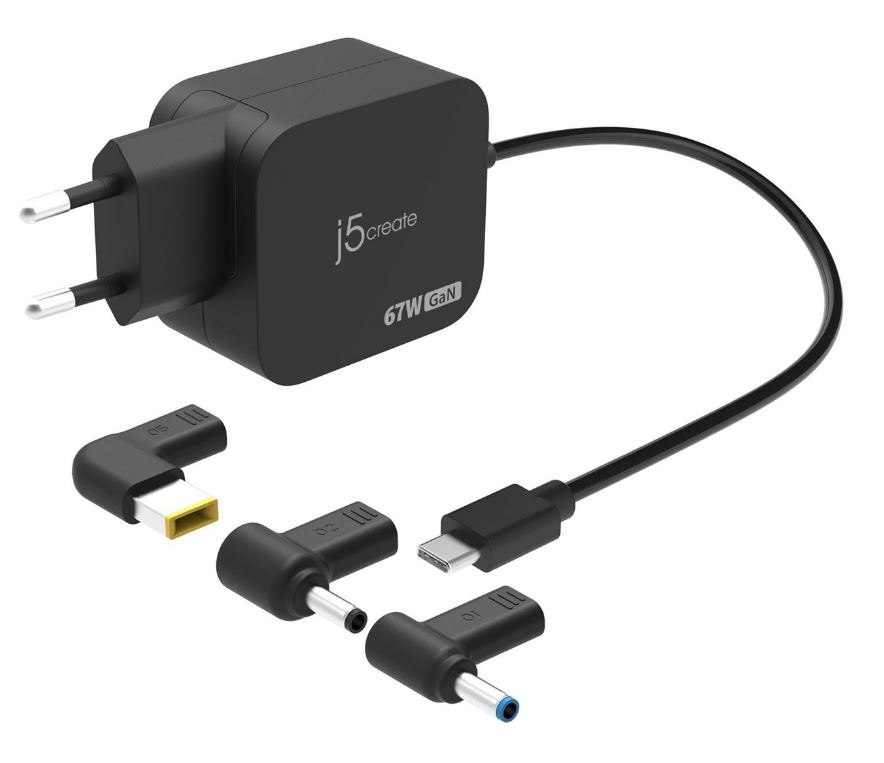 j5create 67W GAN PD USB-C MINI CHARGER 6 TYPES OF DC CONNECTOR (JUP1565DCE-EN)