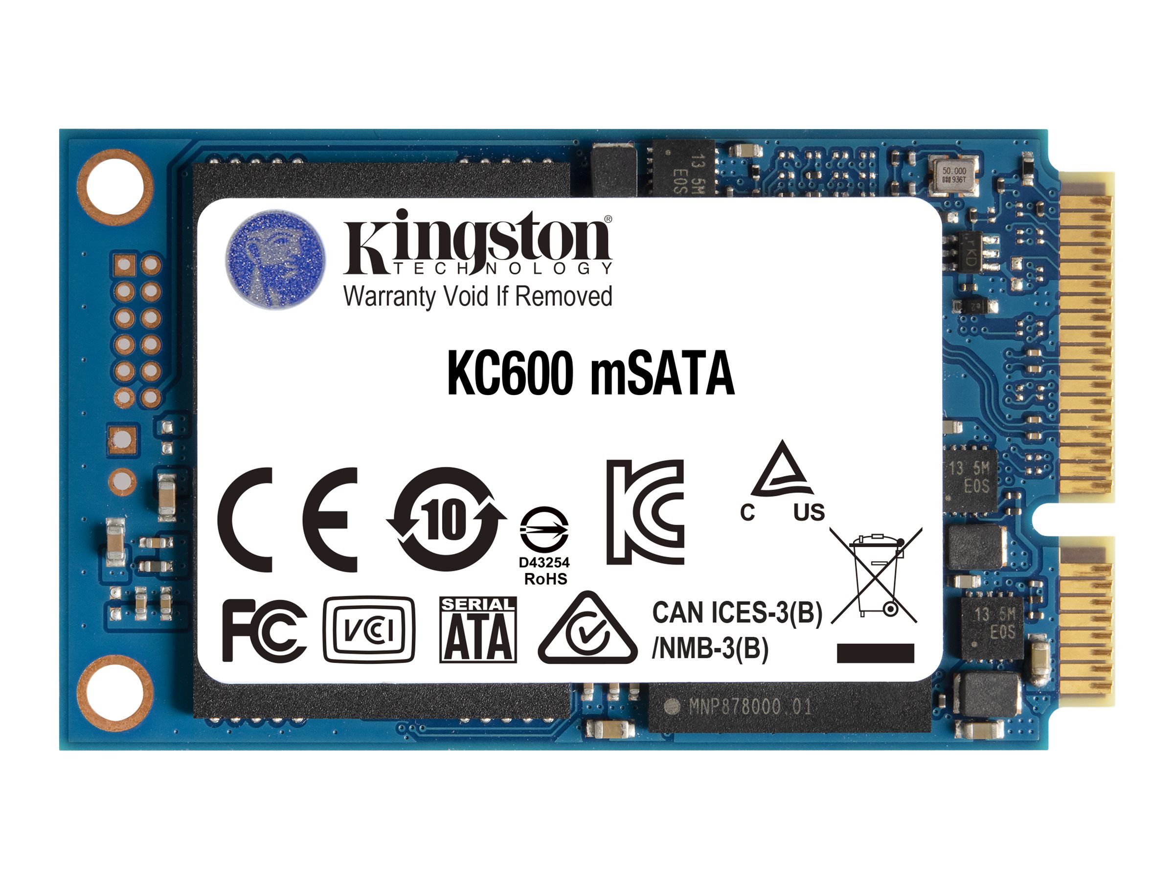 Kingston KC600 mSATA SSD 512 GB SATA 6Gb/s 3D TLC