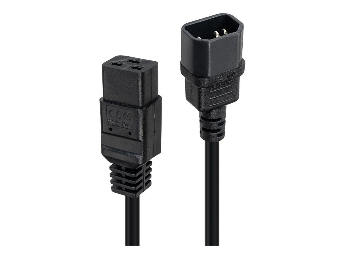 Lindy Spannungsversorgungs-Verlängerungskabel 2 m IEC C14 zu IEC C19 Schwarz