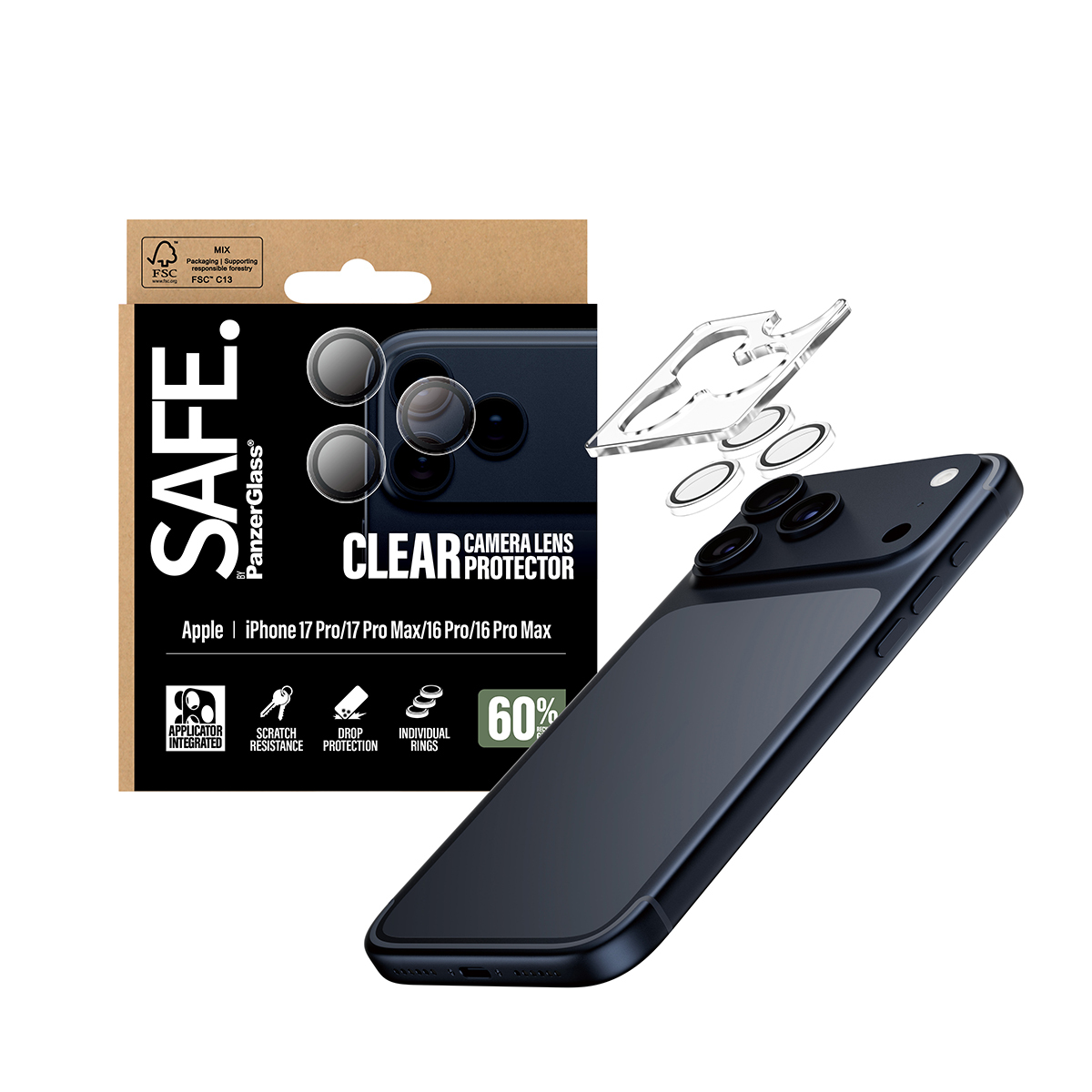 PanzerGlass SAFE. Camera Lens Protector Transparent iPhone 17 Pro / 17 Pro Max / 16 Pro / 16 Pro Max