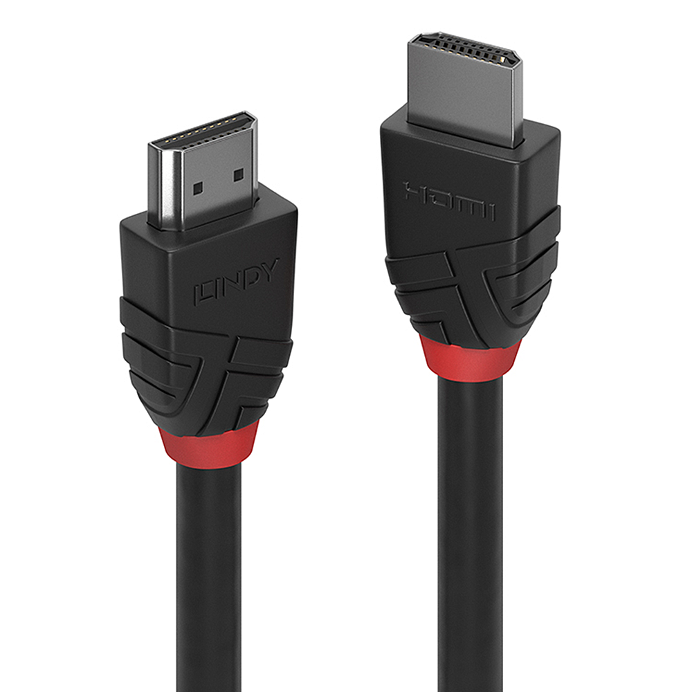 Lindy Black Line HDMI-Kabel mit Ethernet, HDMI 2.0, 4K, 0,5 m, Schwarz