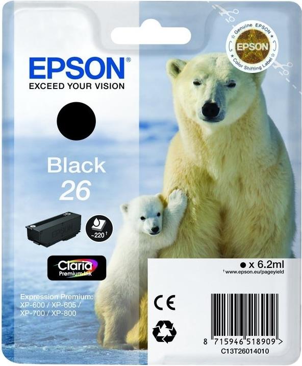 Epson Ink/26 Polar Bear 6.2ml BK SEC (C13T26014022)