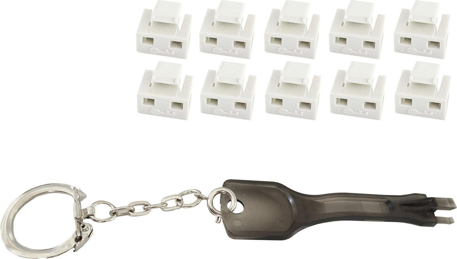 shiverpeaks ®-BASIC-S--Netzwerk RJ45-Port Blocker mit Schlüssel (1x Schlüssel, 10x Schlösser), weiß (BS08-01036)