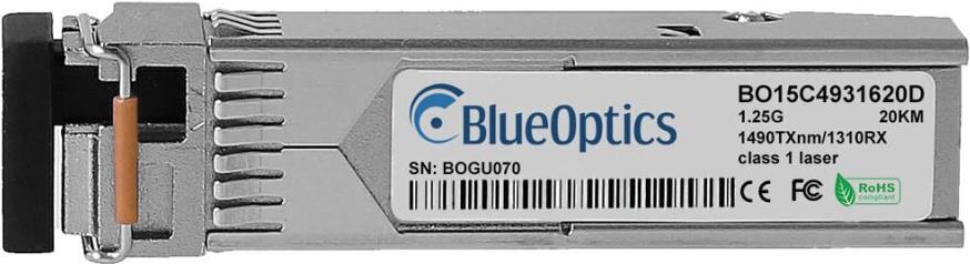 Kompatibler White Rabbit BO15C4931620D-WR BlueOptics BO15C4931620D-WR SFP Transceiver, LC-Simplex, orangener Bail Verschluss, 1000BASE-BX-D, Singlemode Fiber, TX1490nm/RX1310nm, 20KM, DDM, 0°C/+70°C (BO15C4931620D-WR)