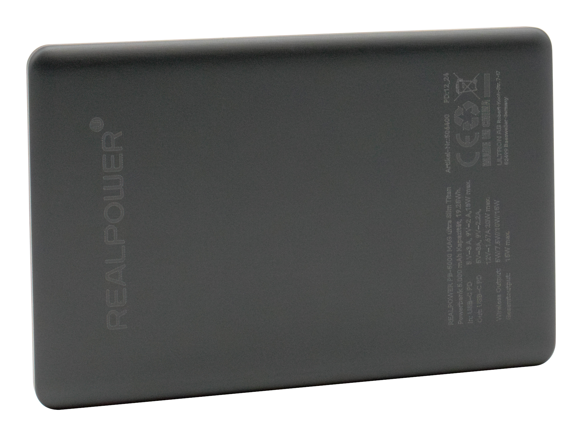 RealPower PB-5000 MAG ultra Slim Powerbank 5000 mAh 20 W MagSafe Titan