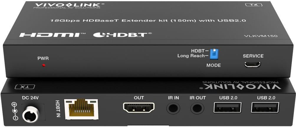 VivoLink HDBaseT KVM kit 150m with USB 2.0 - 18 Gbps (VLKVM150)