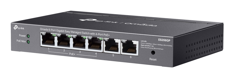 TP-Link Omada ES206GP 6-Port Gigabit Managed Switch PoE+ 65 W Schwarz