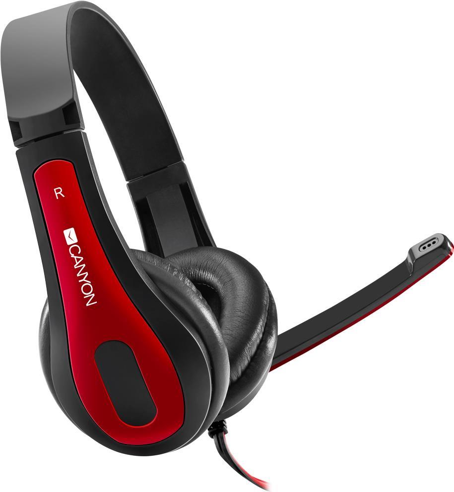 Canyon HSC-1 - Headset - ohrumschließend - kabelgebunden - 3,5 mm Stecker - Schwarz / Rot