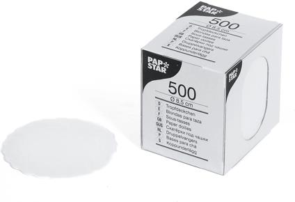 PAPSTAR Tassendeckchen, Pap., rund, Ø: 8,5cm, weiß 500 Stück (12296)
