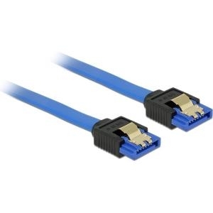 Delock Kabel SATA 6 Gb/s Buchse gerade > SATA Buchse gerade 10 cm blau mit Goldclips (84976)