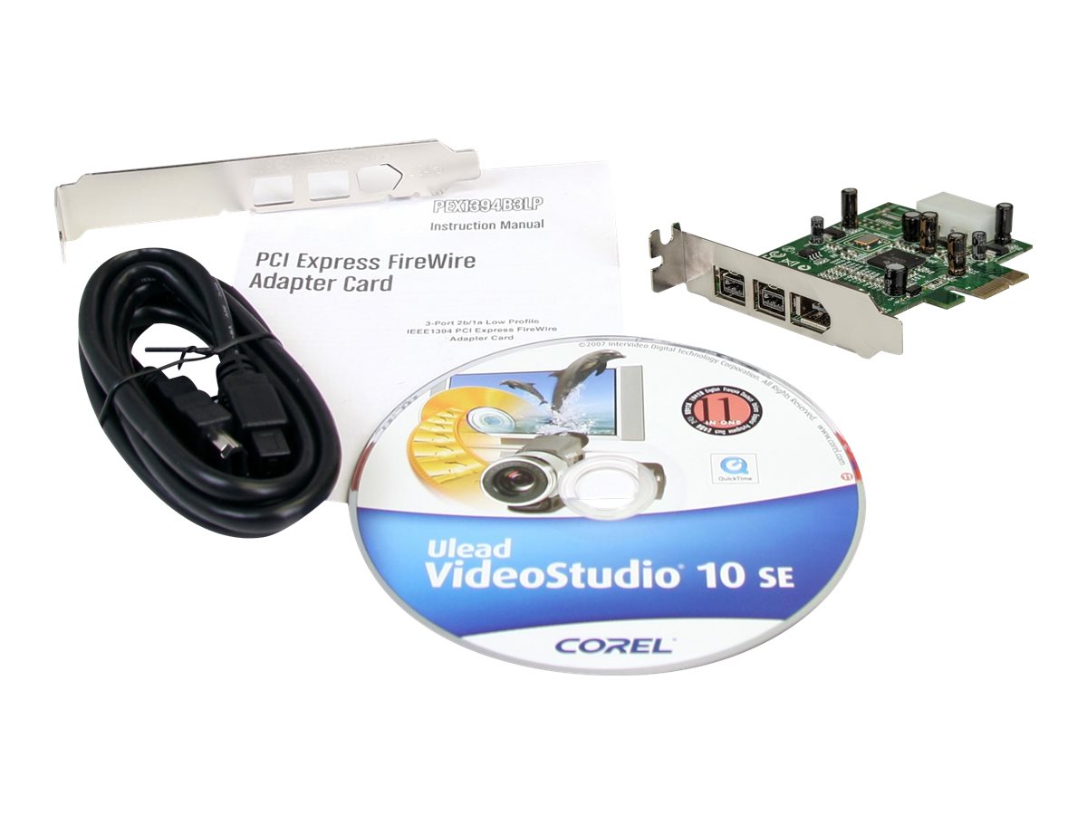 Startech PEX1394B3LP FireWire-Adapter PCI Express x1 800 Mbps Grün