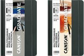 CANSON Skizzenbuch GRADUATE Mixed Media, 140 x 216 mm schwarz, 32 Blatt, 220 g/qm Papier, graues Papier, Hardcover - 1 Stück (C31200L033)