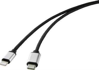 Renkforce USB-Kabel USB 2.0 USB-C Stecker, Apple Lightning Stecker 1.00 m Schwarz