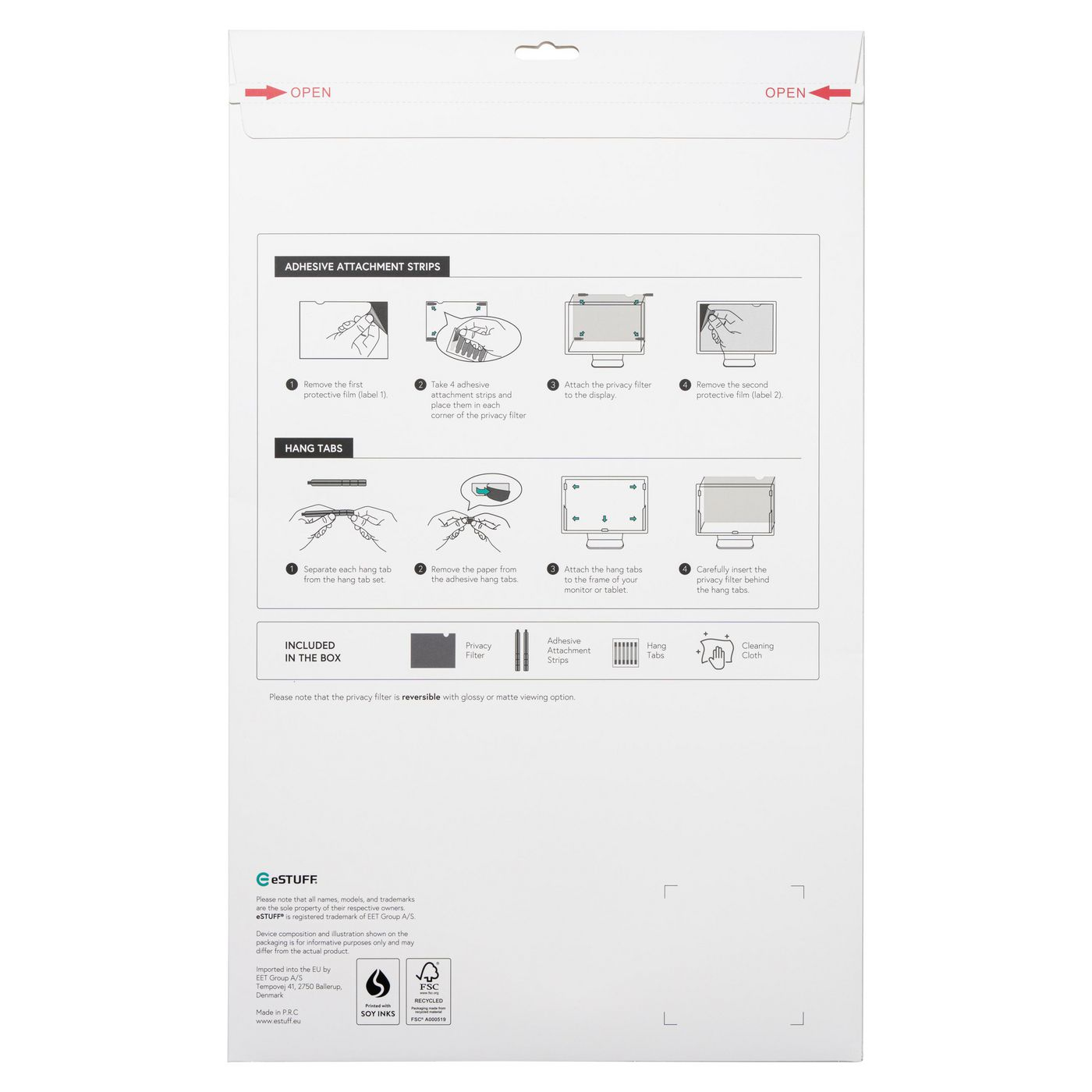 eSTUFF Blickschutzfilter 55" 16:9 Schwarz