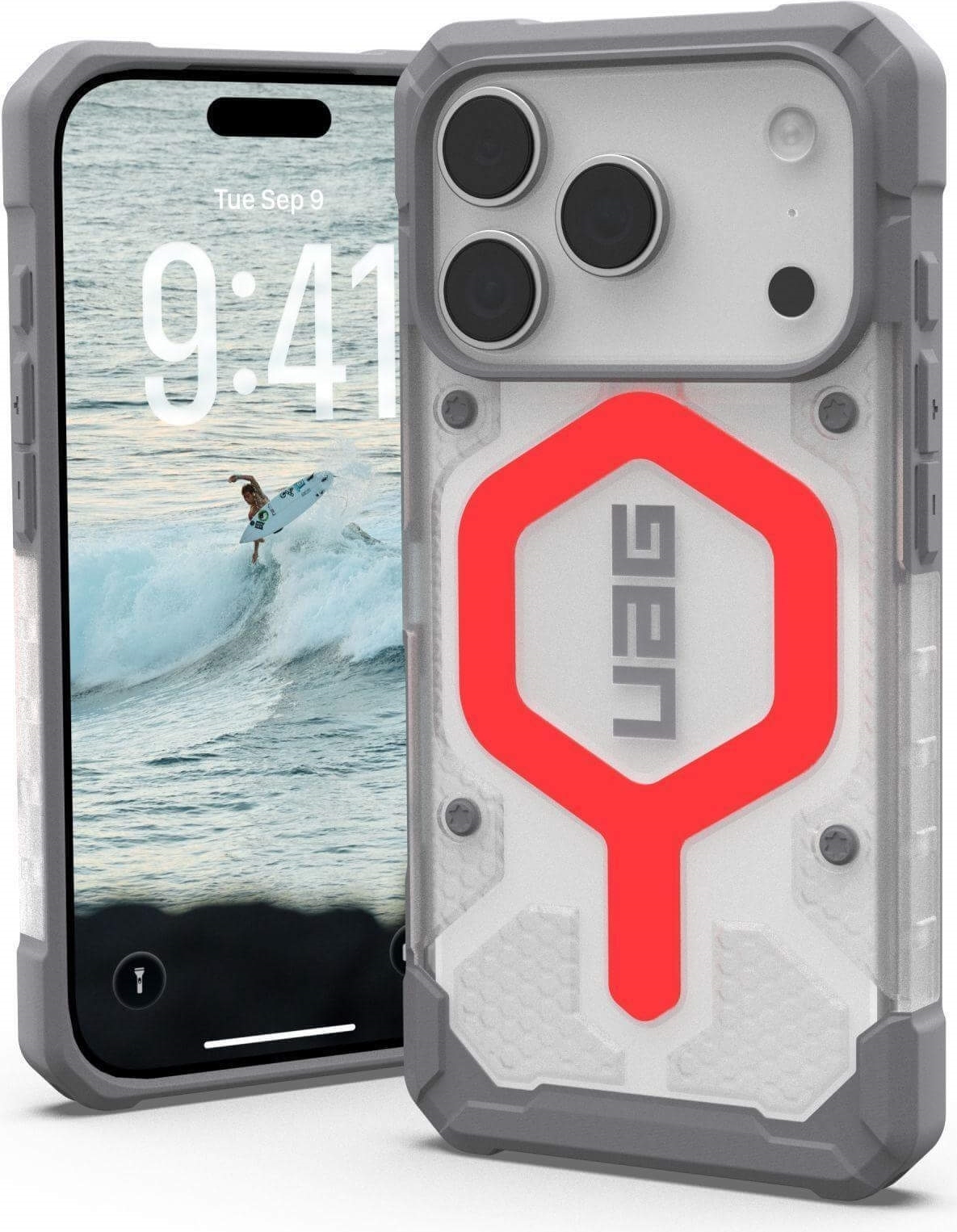 UAG Urban Armor Gear Bundle bestehend aus Pathfinder MagSafe Case & Lanyard (abnehmbar) | Apple iPhone 17 Pro | active lava (rot) (transparent) & schwarz/graphite | 1145511BV02 (1145511BV02)