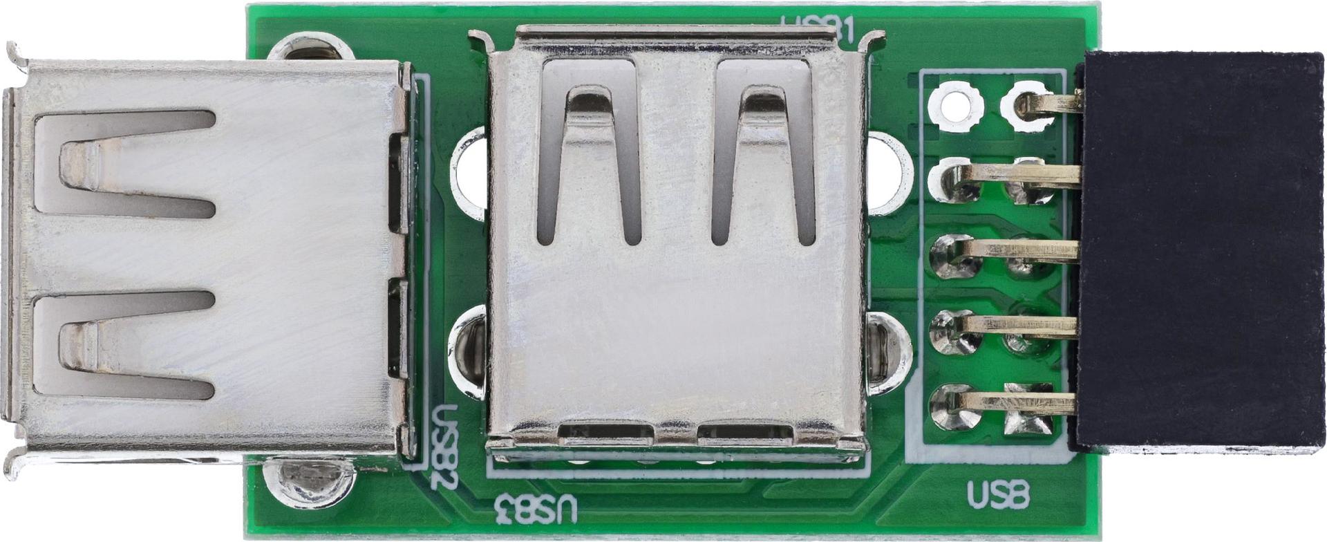 InLine USB 2.0 Adapter 2x USB-A Buchse auf 9-poligen USB-Header 0,13 m Grün