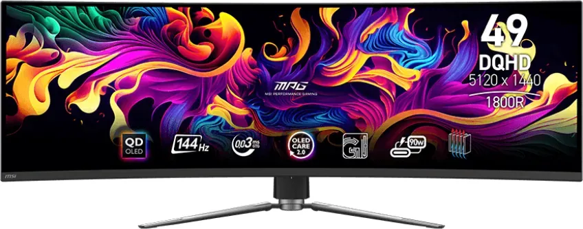 MSI MPG 491CQPDE QD-OLED, Gaming-Monitor 124.5 cm (49 Zoll), schwarz, DQHD, QD-OLED, Curved, Adaptive-Sync, 144Hz Panel (9S6-3FA84T-035)