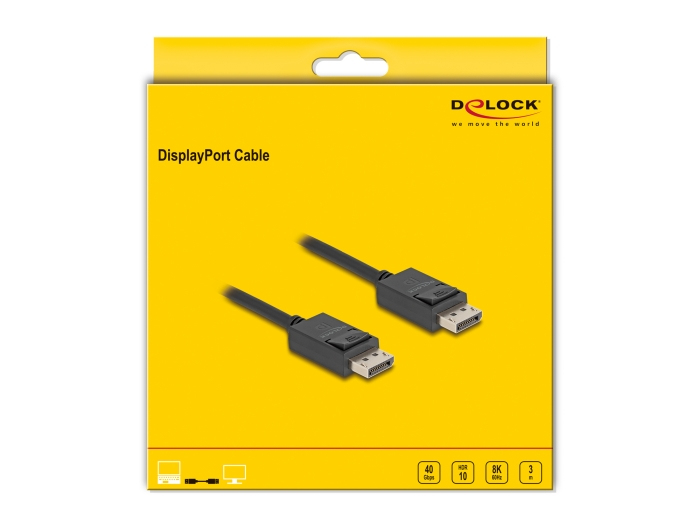 Delock 80494 DisplayPort-Kabel 3 m DisplayPort 2.1 Schwarz