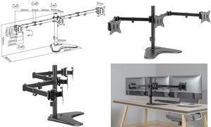 LogiLink Dreifach-Monitorhalterung, Standfuß, schwarz Armlänge: 658 mm, für Monitore 43,18 cm (BP0174)