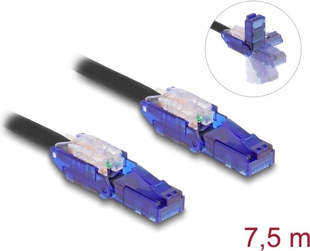 Delock RJ45 Netzwerkkabel Cat.6 UTP mit 180° winkelbaren Steckern schwarz 7.5 (80930)