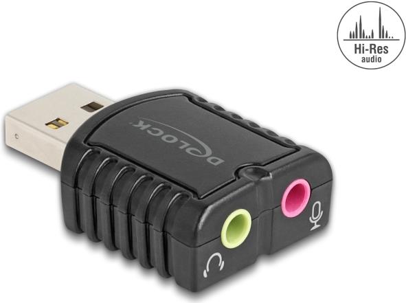 Delock Externe USB Soundkarte 24 Bit / 96 kHz Plug & Play für Windows, MAC, Linux, Chrome OS (65964)