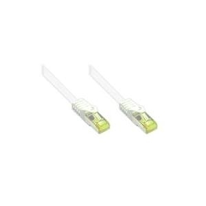 RJ45 Patchkabel mitCat.7 Rohkabel und Rastnasenschutz (RNS®), S/FTP, PiMF, halogenfrei, 600MHz, OFC, weiß, 0,15m, Good Connections® (8070R-002W)