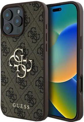 GUESS Hard Cover 4G Big Metal Logo Brown, für Apple iPhone 16 Pro, GUHCP16L4GMGBR (GUHCP16L4GMGBR)