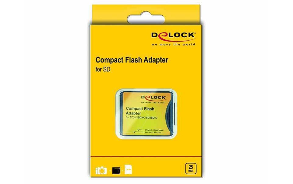 Delock Compact Flash Adapter für SD Speicherkarten CF Typ II Schwarz
