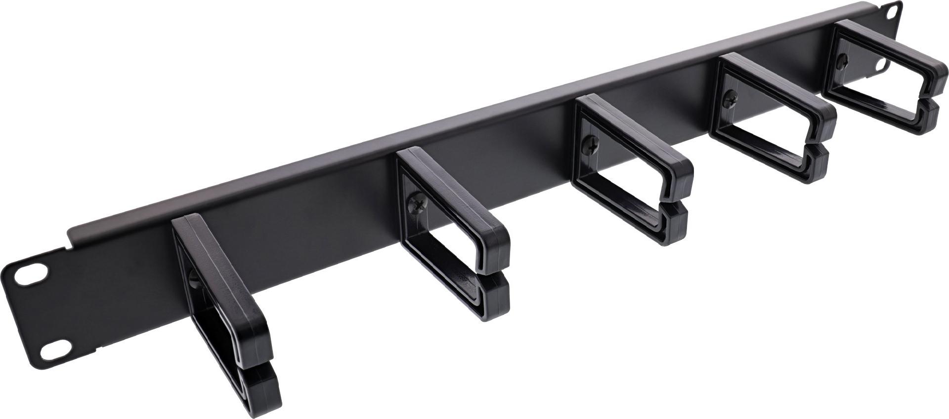 InLine Kabelführungspanel 19" 1U 5 Kunststoffbügel Metall Schwarz RAL 9005