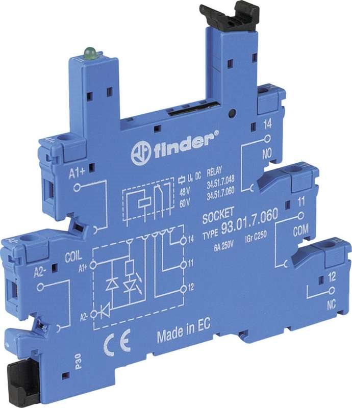 Finder Relaissockel mit Haltebügel, mit LED, mit EMV-Entstörbeschaltung 1 St. 93.01.0.024 Serie 34 34.51.7 (93.01.0.024)