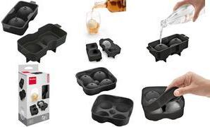 metaltex Eiswürfelform, aus Silikon, für 2 Kugeln, schwarz für Kugeln mit Durchmesser: 60 mm, hält besonders lange kalt - 1 Stück (253532001)