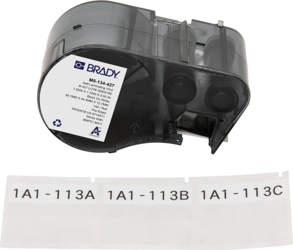 Brady Corporation M5-134-427 selbstlaminierendes Vinyl Schwarz auf weiss/Transparent 44.45 x 12 (170870)