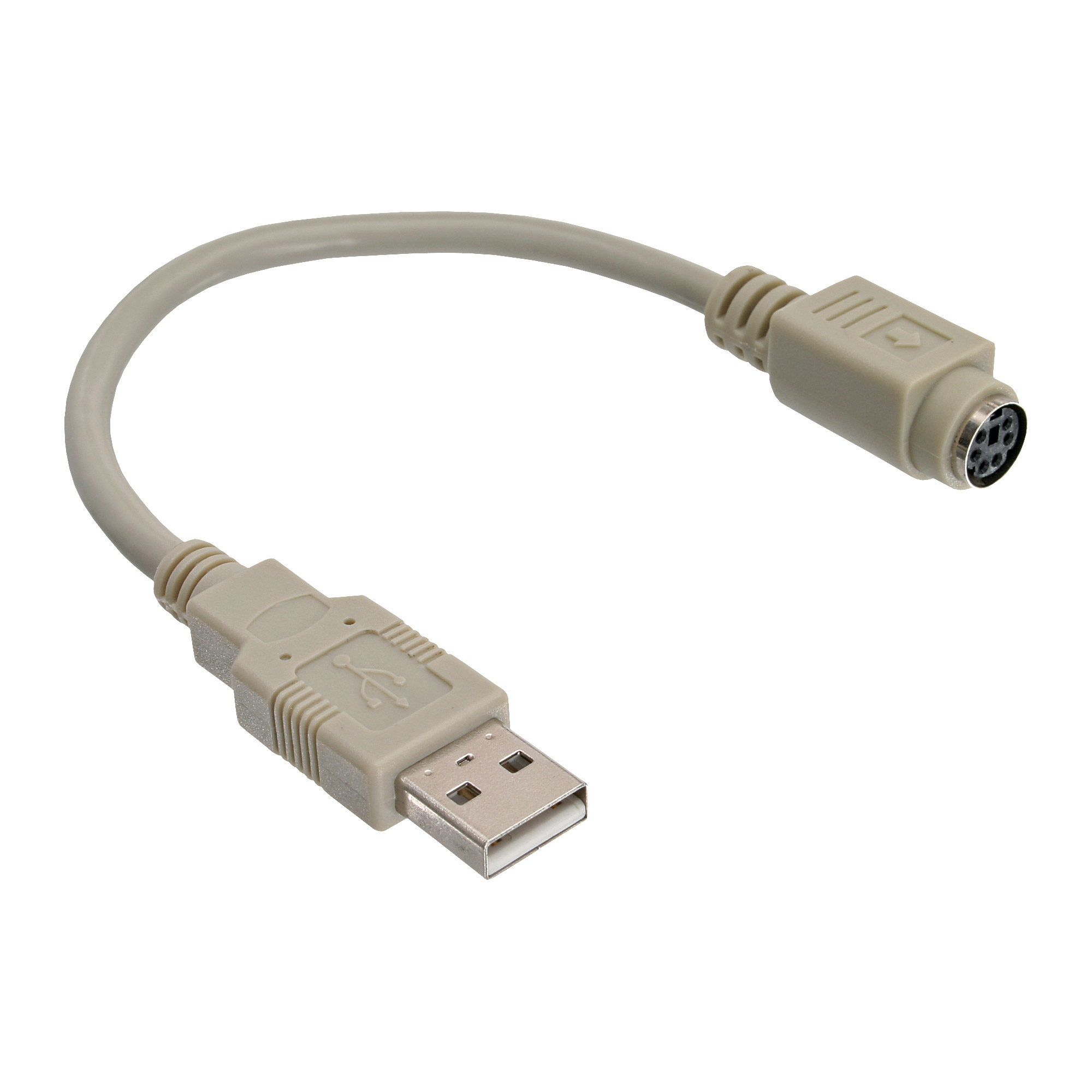 InLine Tastatur- / Maus-Adapter PS/2 (W) auf USB Typ A (M) 20 cm Beige