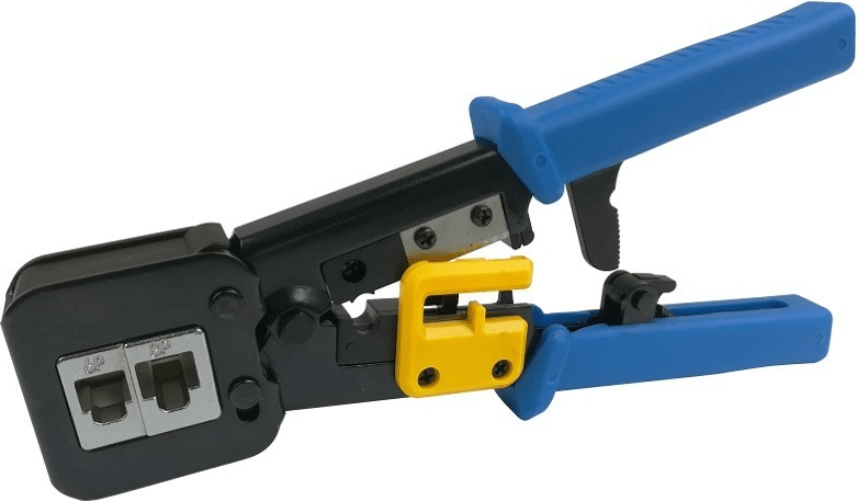 DSIT Crimpzange für Pass Through Konnektoren mit Kabelschneider und Abisolierer (DC-TOOL-RJ45-PT)