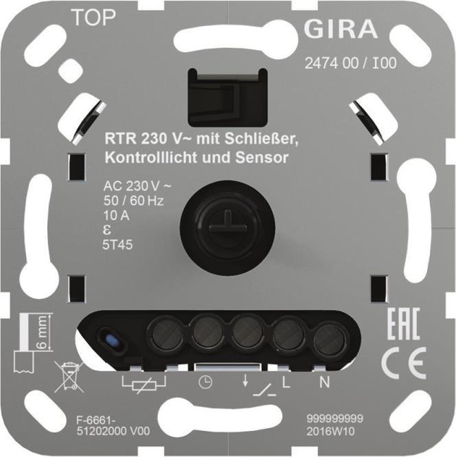 Gira Raumtemperaturregler 230V Schließer 247400 (247400)